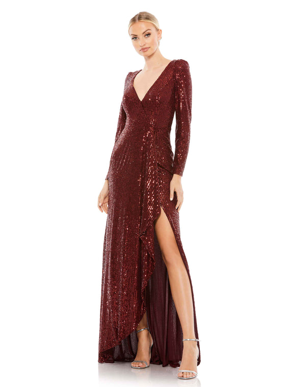 Sequin Wrap Evening Gown – Mac Duggal